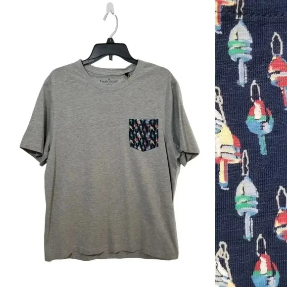{Tailor Vintage} Heather Grey Navy Buoy Short Sleeve Tee - Picture 1 of 6
